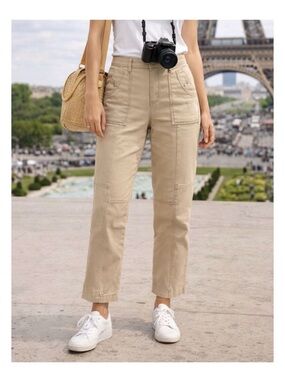 White House Black Market Pret-a-Jet Khaki High Rise Utility Pants Women’s 6